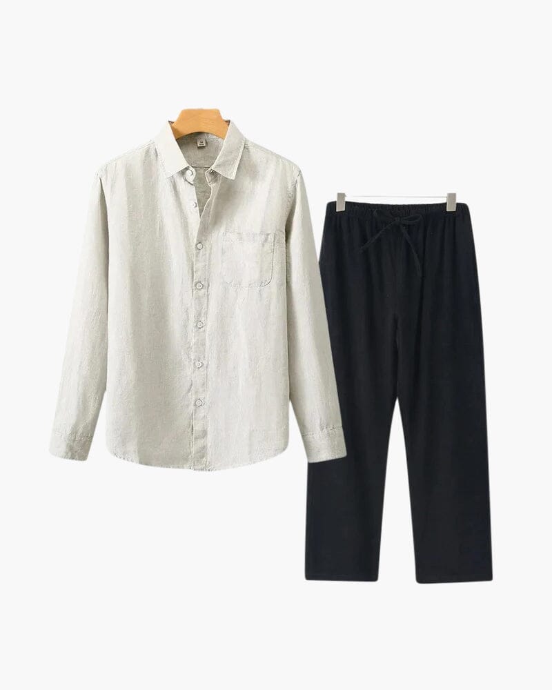 Old Money Linen Set (Long Sleeve) Volk Beige Noir S
